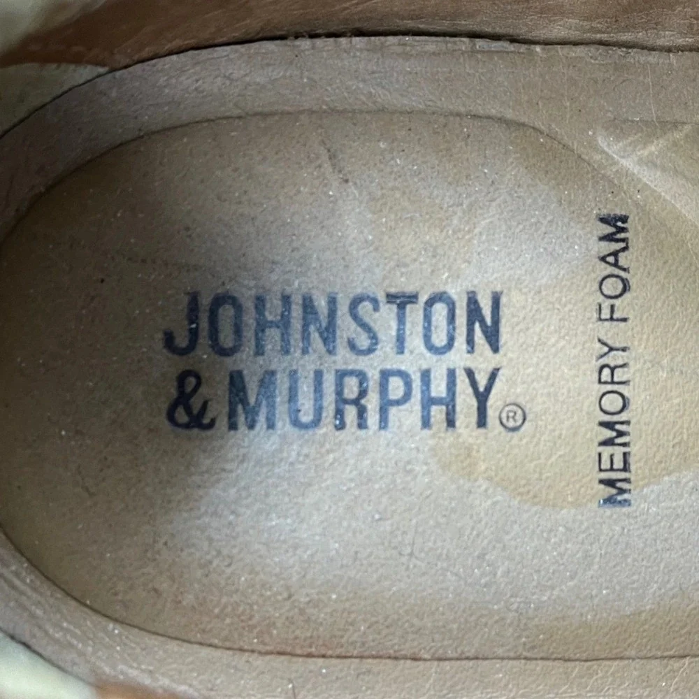 Johnston & Murphy Mens Brown Leather Plain Toe Derby Shoes 20-4206 Size 9.5 M